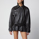 Rotate Biker Jacket In Lamb Leather In Dark Brown