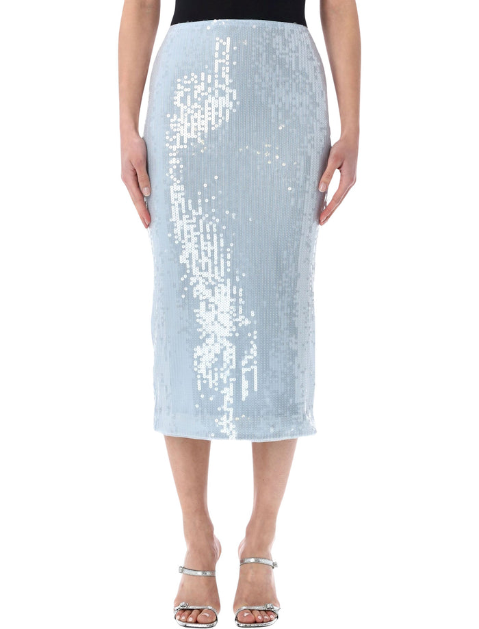 Rotate Birgerchristensen Rotate Light Blue Sequin Pencil Skirt