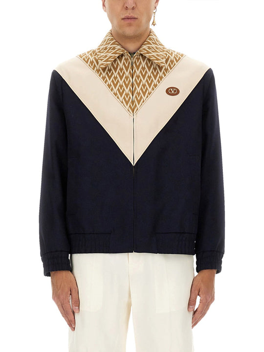 Valentino Wool Bomber Jacket With Print Toute La V