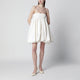 Rotate Strapless Balloon Mini Dress In Satin, Egret