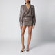 Rotate Birgerchristensen Sequin Longsleeve Mini Dress In Fossil Beige