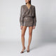 Rotate Sequin Long-Sleeve Mini Dress In Fossil Beige