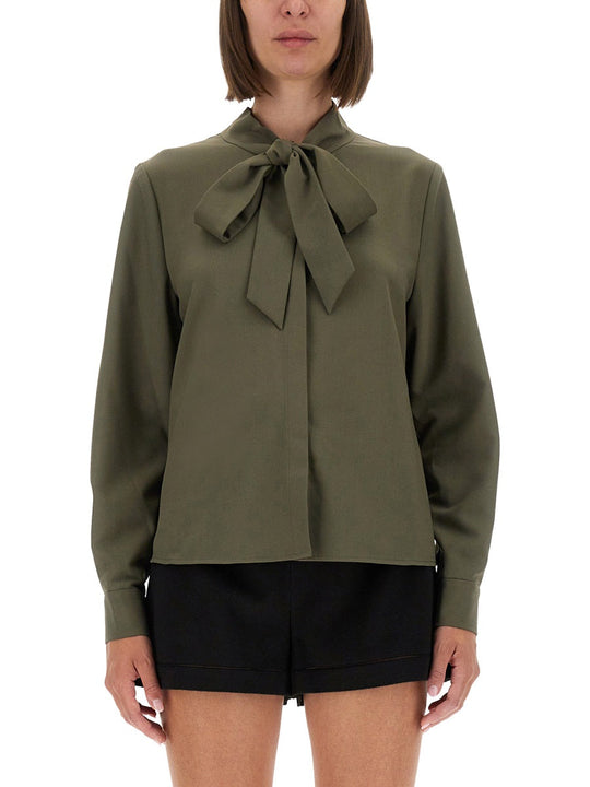 Self-Portrait Twill Shirt With Bow