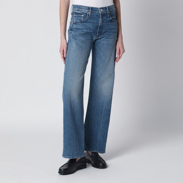 Mother The Mid Rise Lasso Sneak Jeans In Midblue Wash