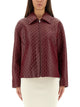Gucci Oversized Leather Jacket With Embossed Gg