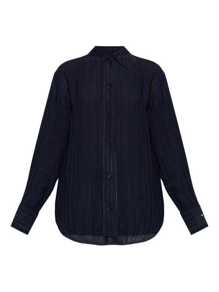 Victoria Beckham Navy Pyjama Shirt Embroidered Stripes