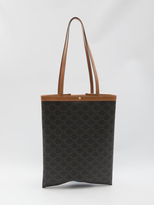 Celine Black Triomphe Textile Medium Flat Shopper Handbag