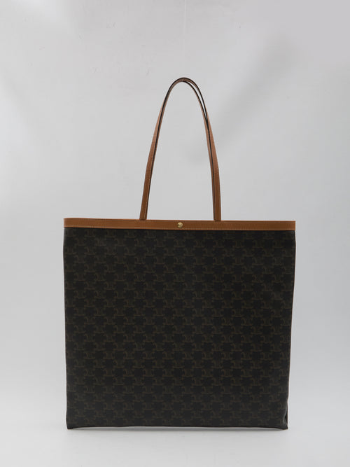 Celine Black Triomphe Textile Large Flat Shopper Handbag