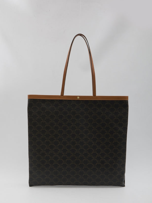 Celine Black Triomphe Textile Large Flat Shopper Handbag
