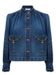 Chloé Denim High Neck Gathered Jacket