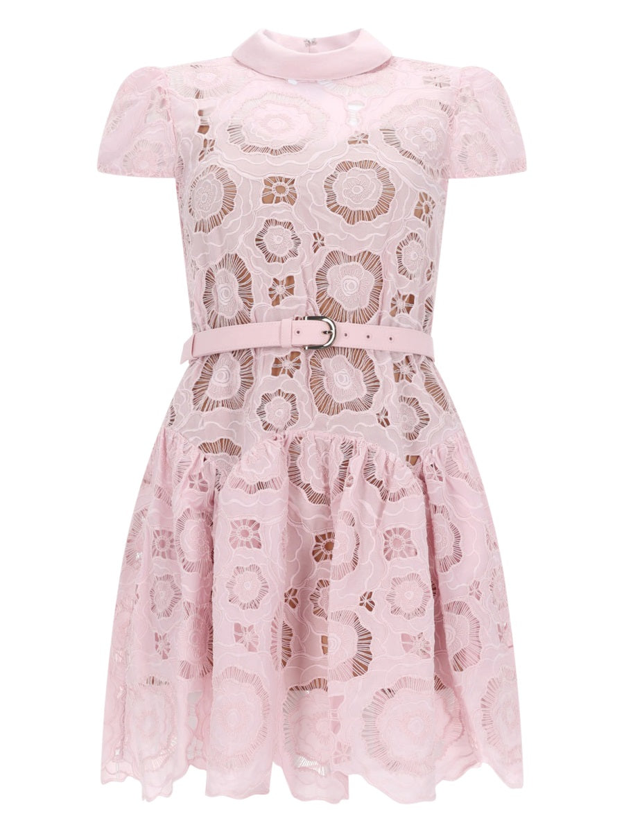 Self-Portrait Flared Floral Lace Dress