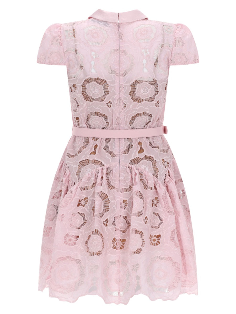 Self-Portrait Flared Floral Lace Dress