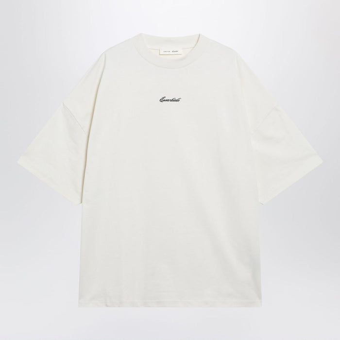 Fear Of God Essentials Signature 90S Oversized Cotton Jersey Tshirt In Ivory
