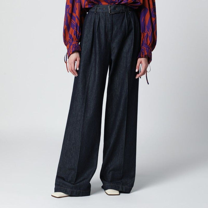 Dries Van Noten Indigo Blue Wideleg Denim Trousers