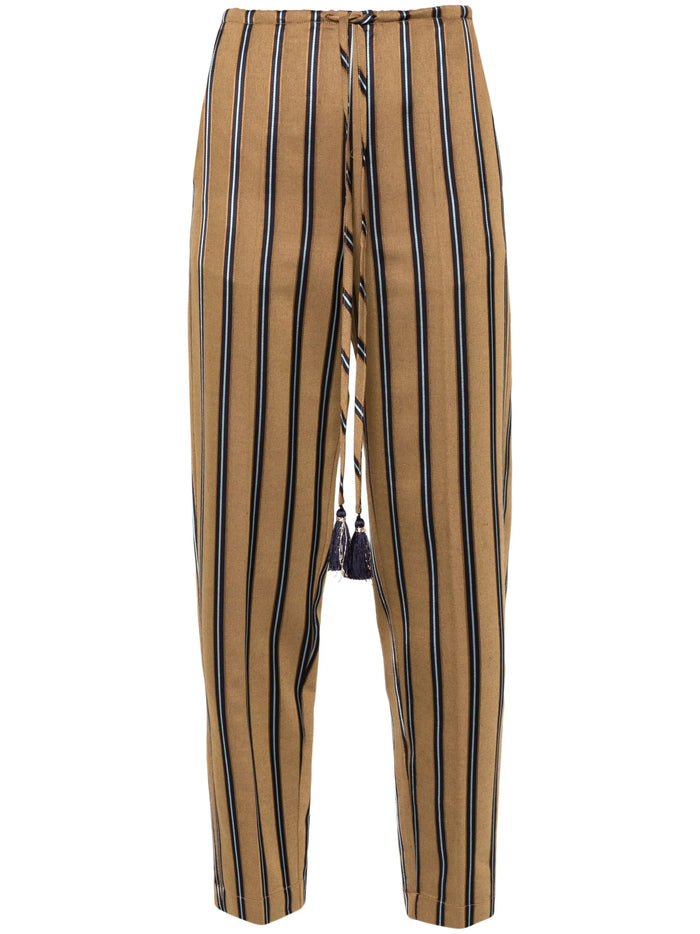 Forte Forte Gold Wool Satin Stripe Pants