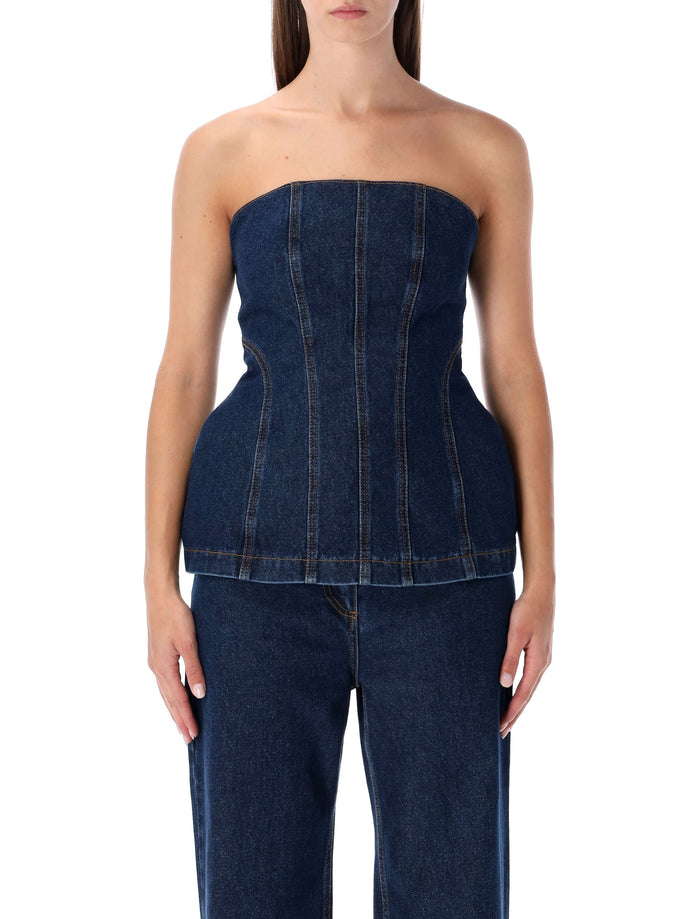 Magda Butrym Magda Butrym Strapless Denim Corset Top