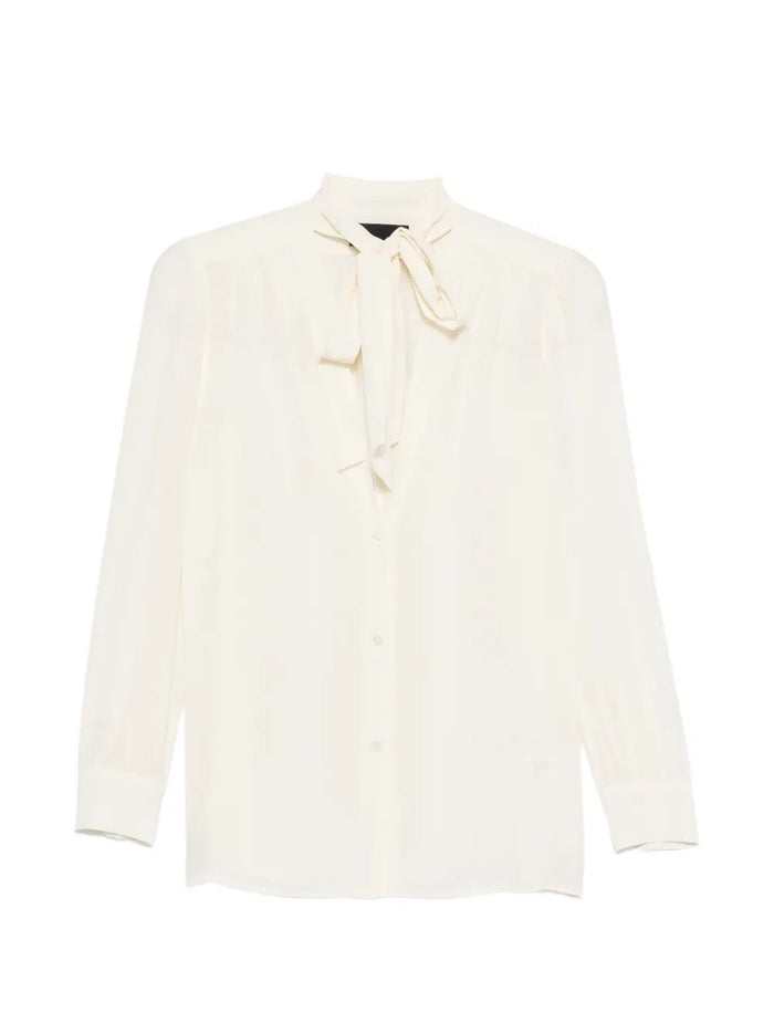 Nili Lotan Rivers Shirt Bow Ecru