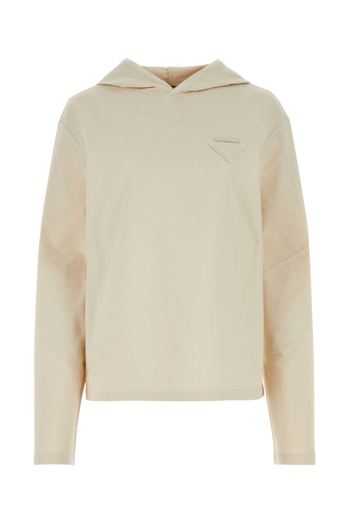 Prada Sand Stretch Cotton Oversize Sweatshirt