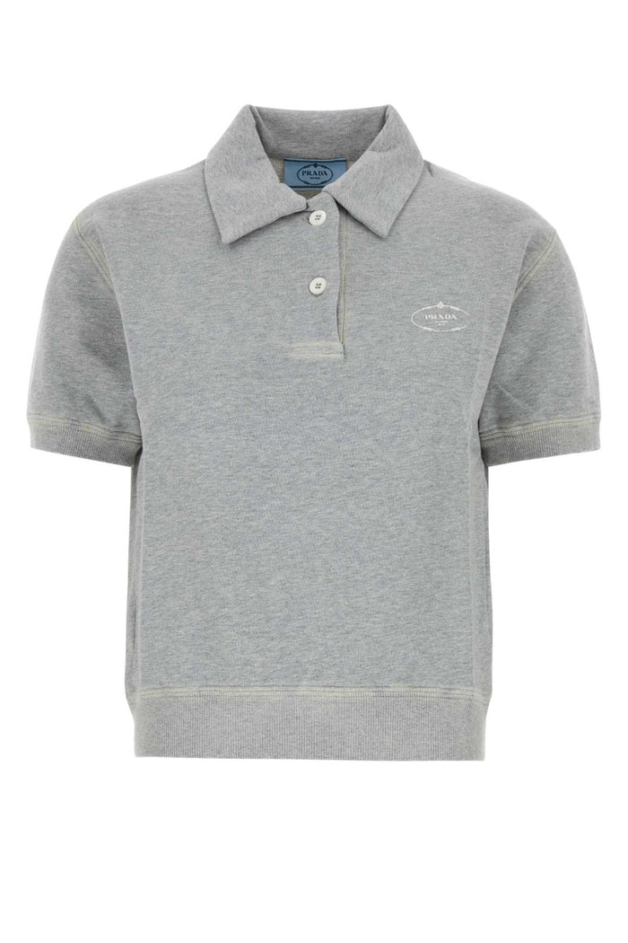 Prada Grey Cotton Polo Shirt