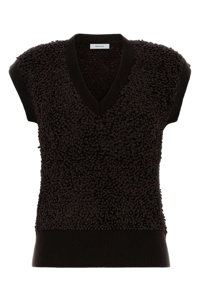Ferragamo Dark Brown Boucle Vest