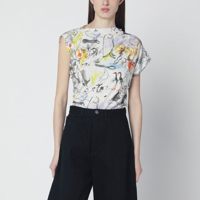 Vivienne Westwood Hebo Asymmetric Tshirt With Wonderland Print