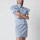 Vivienne Westwood White/Light Blue Striped Shirt With Wide Shoulders