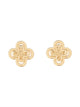 Tory Burch Gold Tone Brass Logo Earrings
