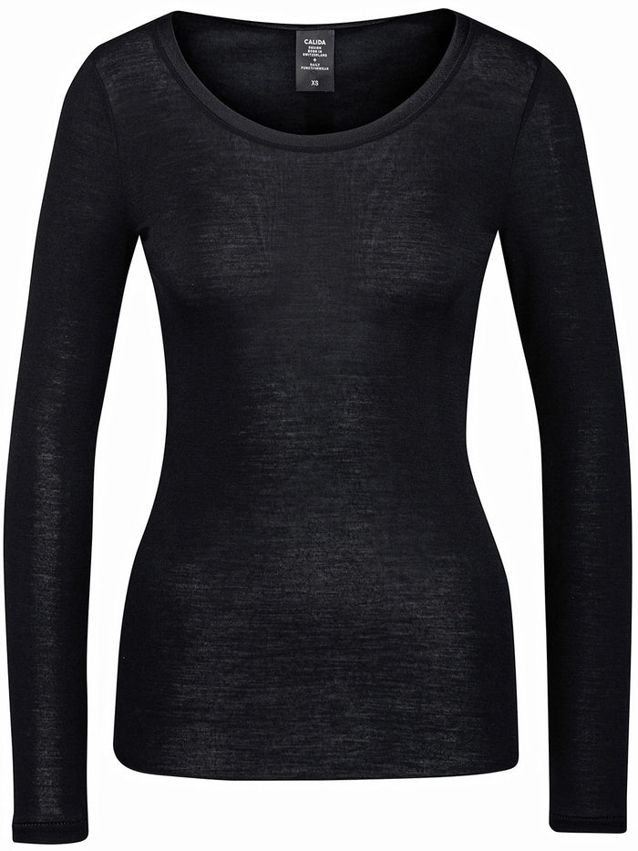 Calida Black Wool Long Sleeve Top