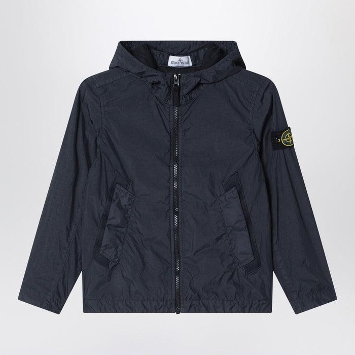 Stone Island Navy Blue Nylon Zip-Up Jacket