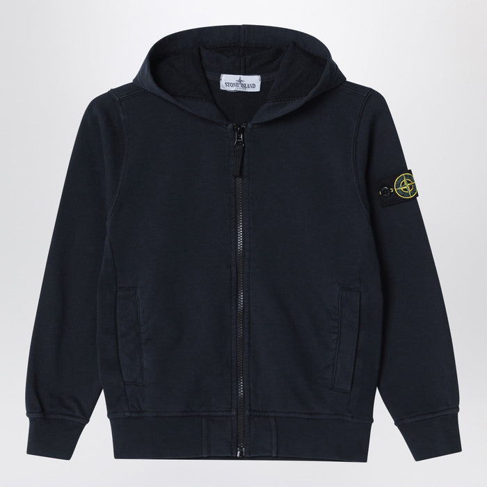 Stone Island Navy Blue Cotton Zip-Up Sweatshirt
