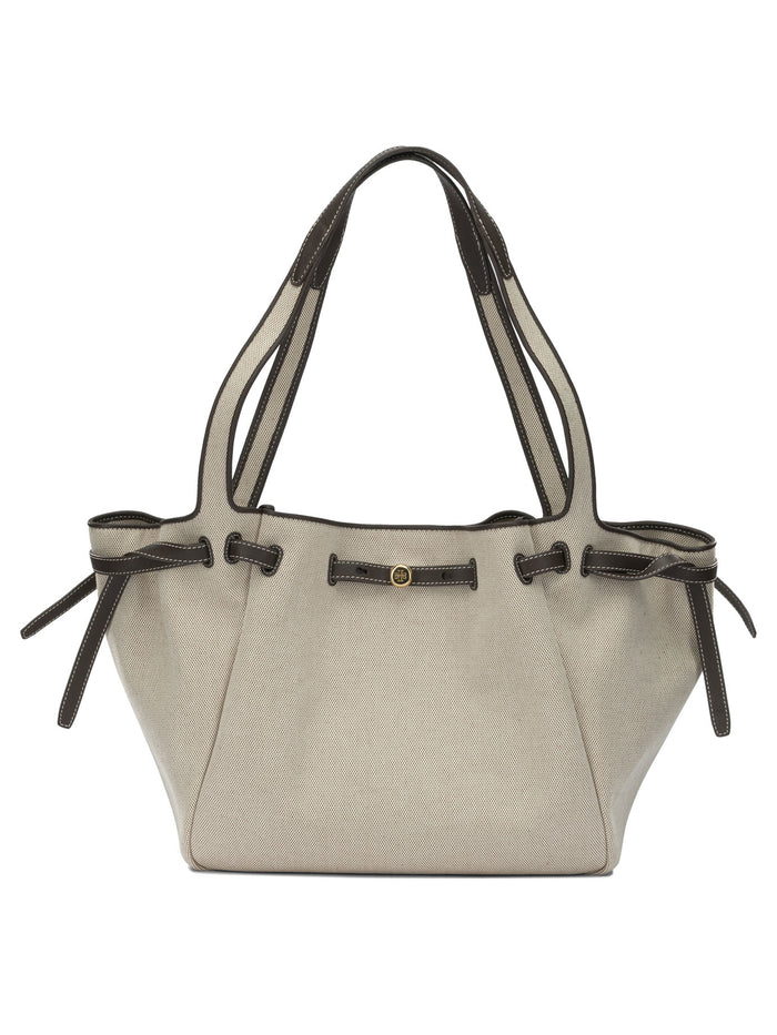 Tory Burch Beige Cotton Shoulder Bags