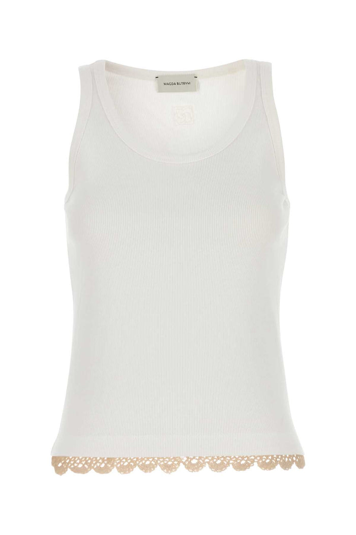 Magda Butrym White Stretch Cotton Tank Top