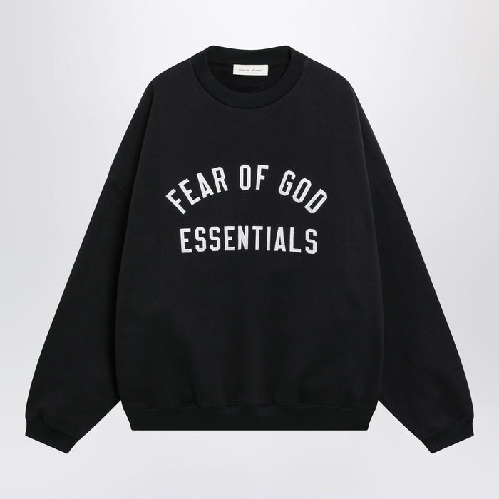 Fear Of God Essentials Black Cotton Fleece Sweatshirt With Logo Embroidery