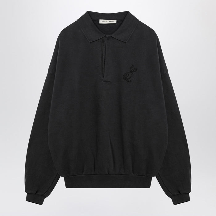 Fear Of God Essentials Black Washed Polo Sweatshirt