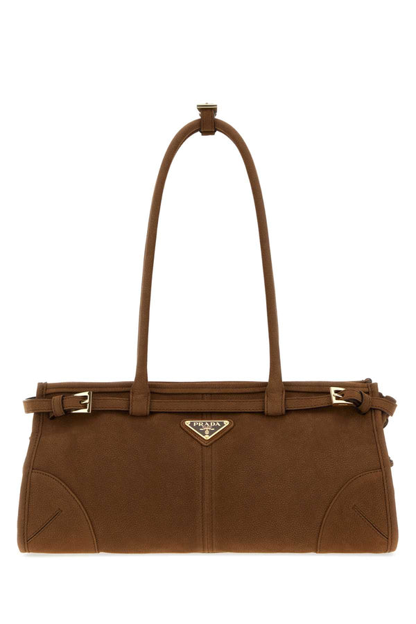 Prada Brown Nabuk Prada Bonnie Shoulder Bag