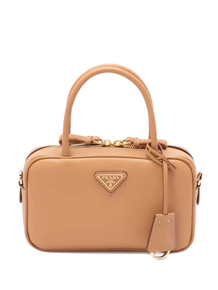 Prada Mini Leather Top Handle Bag With Shoulder Strap