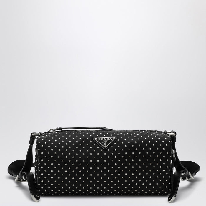 Prada Black Re-Nylon Shoulder Bag With Studs