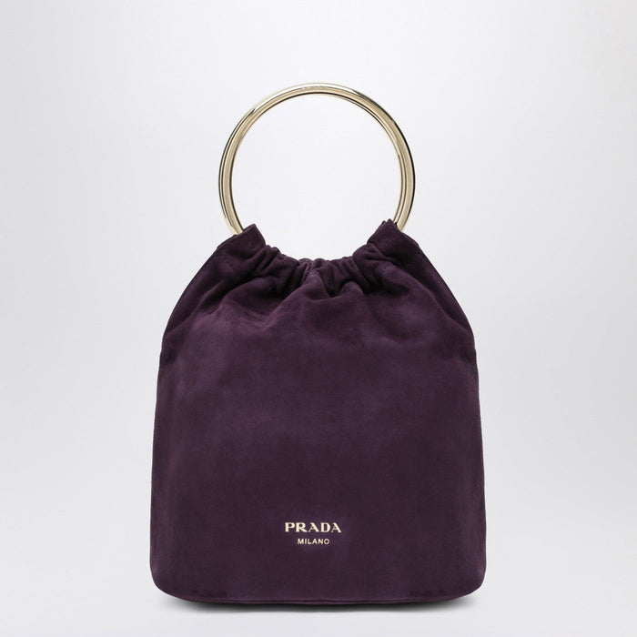 Prada Mini Bucket Bag In Plum Suede