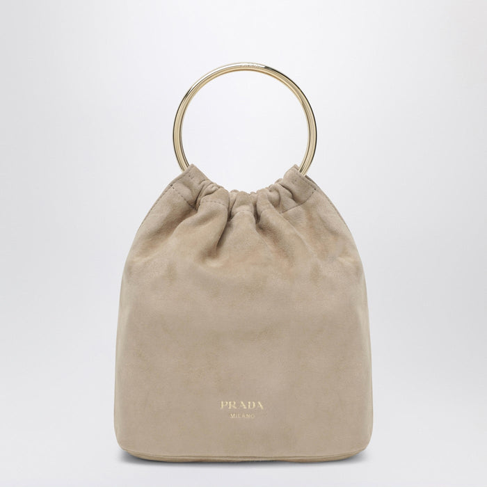 Prada Mini Bucket Bag In Desert Suede