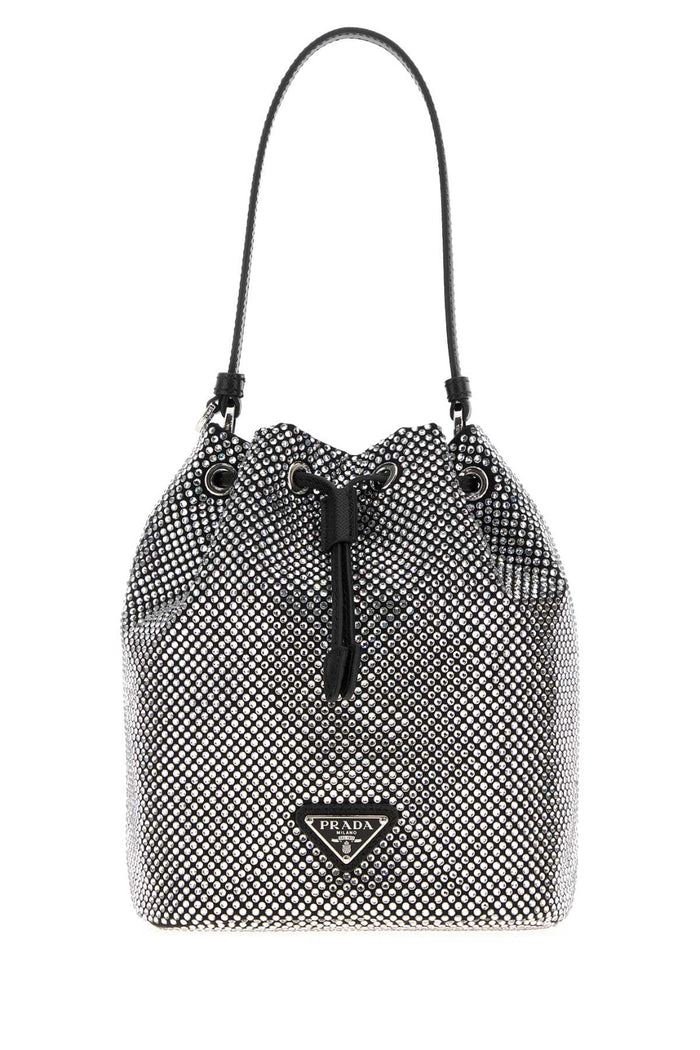 Prada Embellished Satin  Bucket Bag