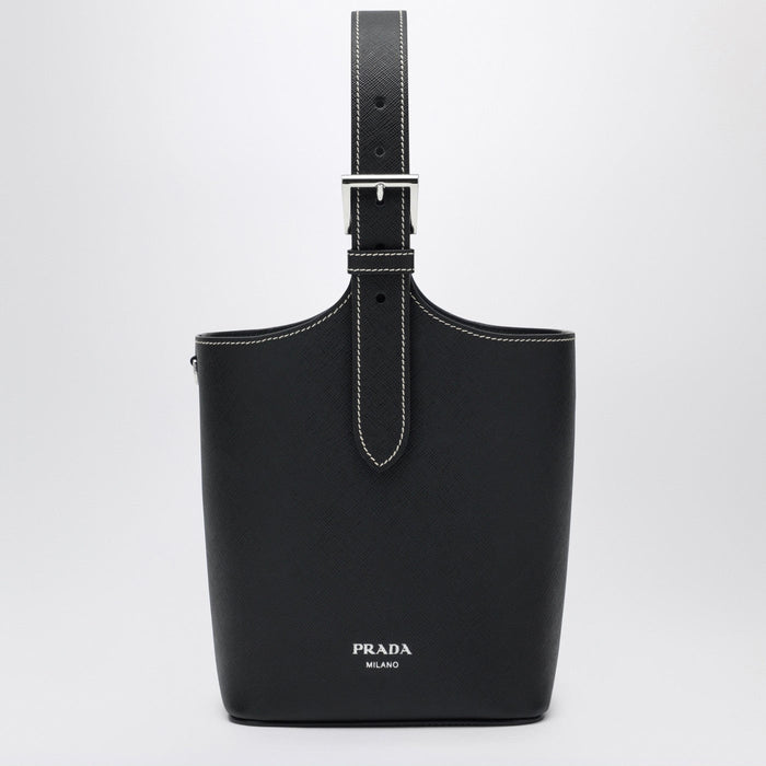 Prada Black Smooth Leather Bucket Bag