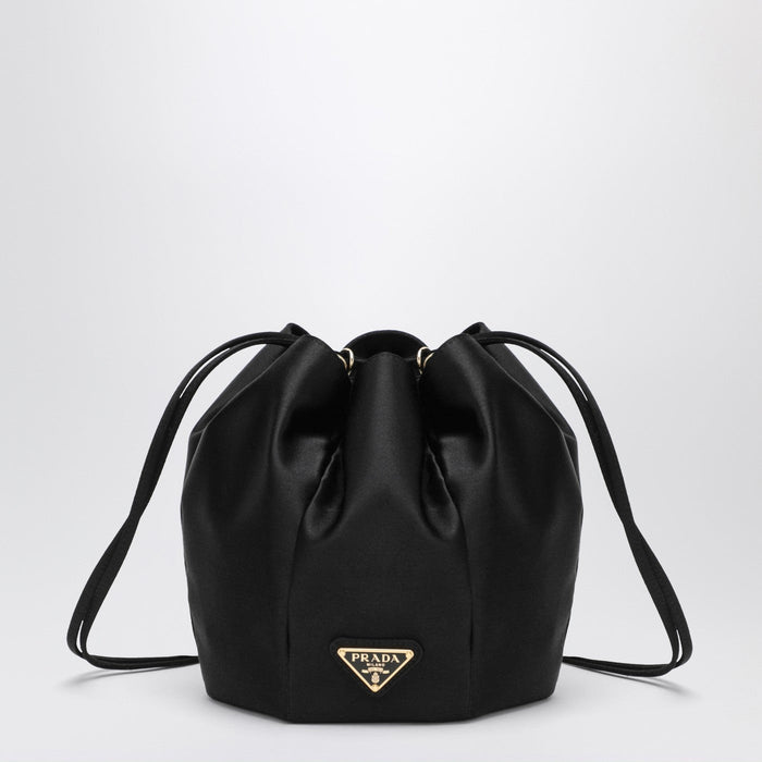 Prada Mini Black Satin Bucket Bag