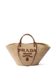 Prada Logo-Appliqué Woven Tote Bag