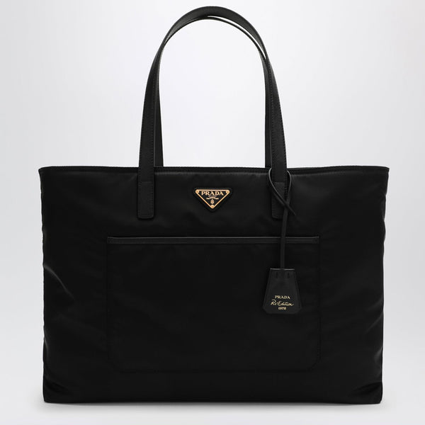 Prada Reedition 1978 Large Black Renylon And Saffiano Shopping Bag