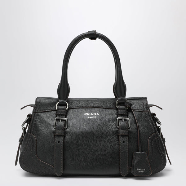 Prada Large Black Leather Shopping Bag