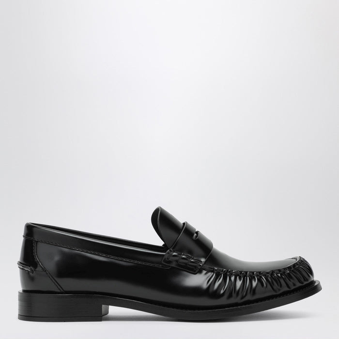 Prada Black Polished Leather Loafers