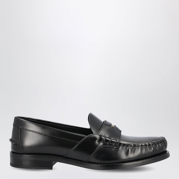 Prada Black Brushed Leather Loafers