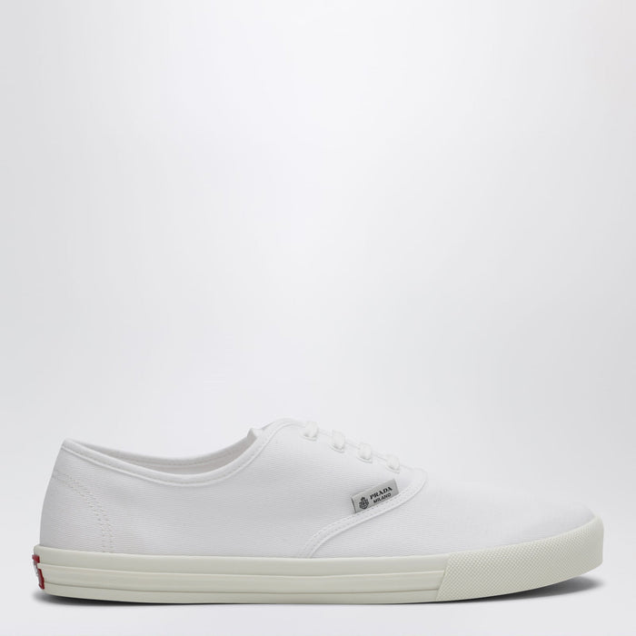 Prada Sneakers In White Drill Fabric