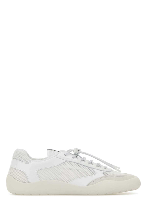Prada White Leather And Mesh Speedrock Sneakers