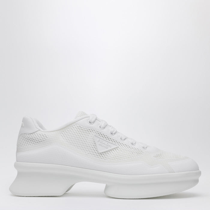 Prada White Fabric And Mesh Low-Top Sneakers
